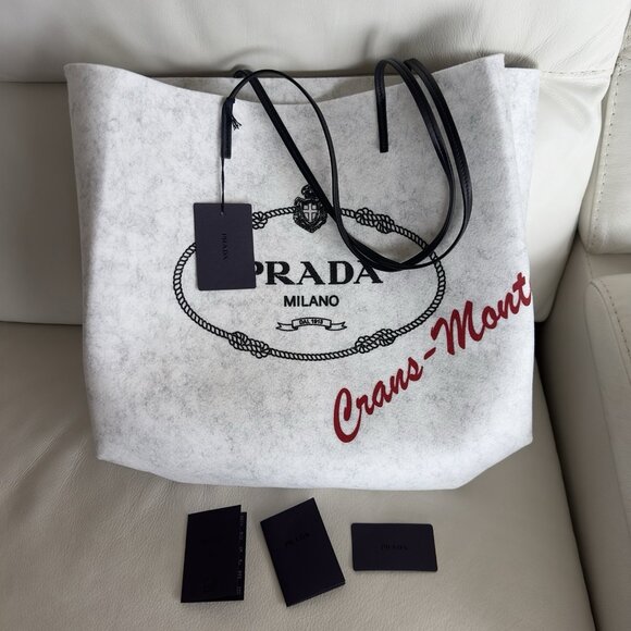 NWT PRADA Tote BAG Grey Felt 100% Authentic - Picture 2 of 12